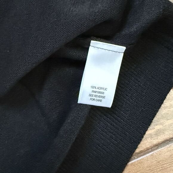 EMILY DANIELS Embellish 3/4 Sleeve Pullover FANCY Sweater V Neck Size L Black - Picture 7 of 8